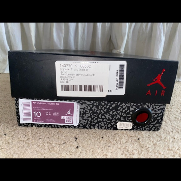 Jordan Retro 3 Tinker Black/Silver(Size 10) - Picture 9 of 10